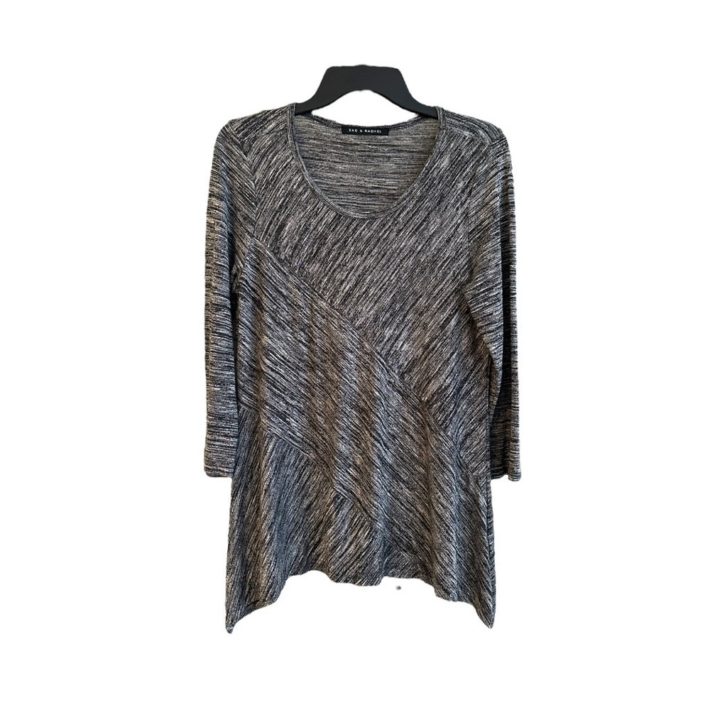 ZAC & RACHEL, WOMENS, GREY, TUNIC TOP. ROUND NECKLINE, 3/4 SLEEVE. SIZE L